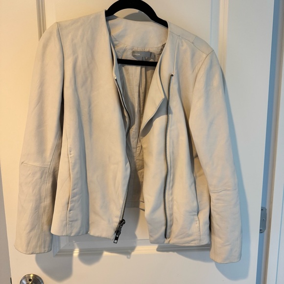 Vince Cross Front Leather Jacket in Greystone | M - Picture 5 of 8